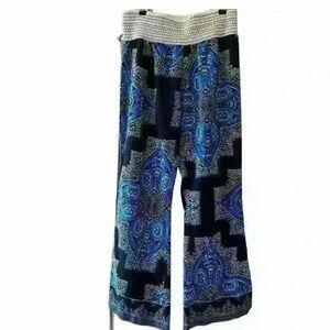 Vanilla Star Blue and Black Wide Leg Pants
